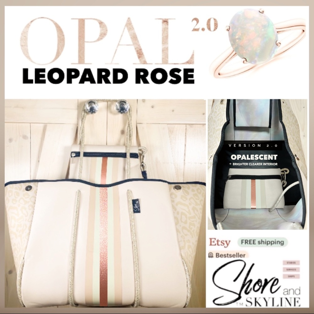 WATERPROOF TOTE Opal Leopard Rose 2.0 w opalescent interior + metallic rose-gold